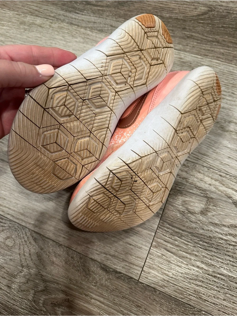 Nike Kids Coral Pink Velcro Sneakers with Rose Gold Swoosh
